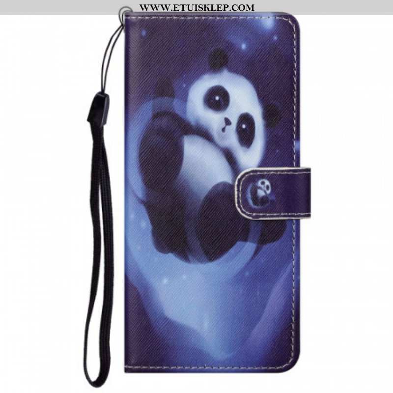 Etui Folio do Google Pixel 6A z Łańcuch Kosmiczna Panda Z Paskami